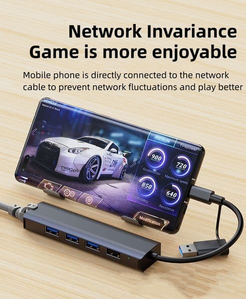 5 in 1 USB-C Ethernet Adapter HUB 1000Mbps USB3.0 HUB RJ45 Lan for Laptop PC Xiaomi Box Macbook Windows USB-C HUB NetWork Card