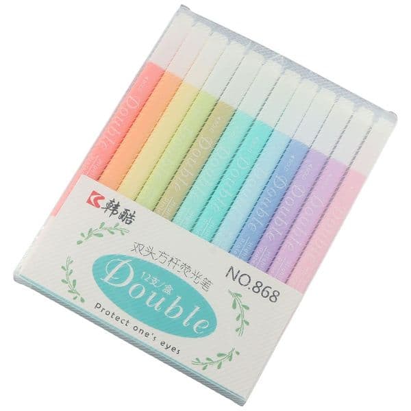 Plastic Quick Dry Studying 12 Colors Highlighters Marker Aesthetic Pastel home