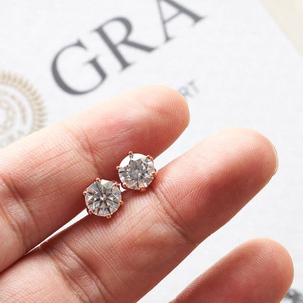 Certified Moissanite Stud Earrings for Women Platinum Plating Sterling Silver Diamond Ear Studs Wedding Female Fine Jewelry