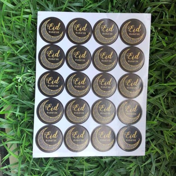 Lot 20 Eid Mubarak Sticker Labels Seals for Party Bags Sweet Cones Favours Jars Presentations Gift Boxes Bottles Crafts