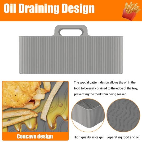 2Pack Silicone Air Fryers Oven Baking Tray Pizza Fried Chicken Airfryer Silicone Basket Reusable Airfryer Pan Liner Accessories
