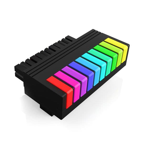 ATX 24Pin 90 Degree Power Plug Adapter 9 LED ARGB Power Mainboard Connector 5V 3 Pin ARGB Aura Sync for Desktop PC Power Supply