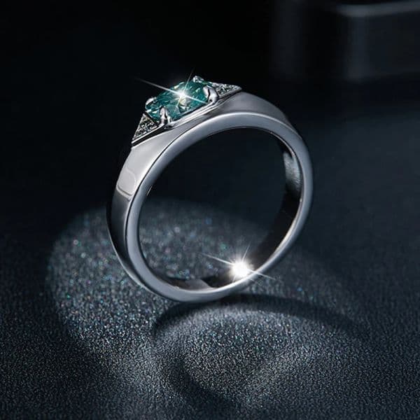 Smyoue 5*7mm 1ct Oval Cut Green-blue Moissanite Rings for Women Lab Diamond Solitaire Wedding Promise Band S925 Sterling Silver