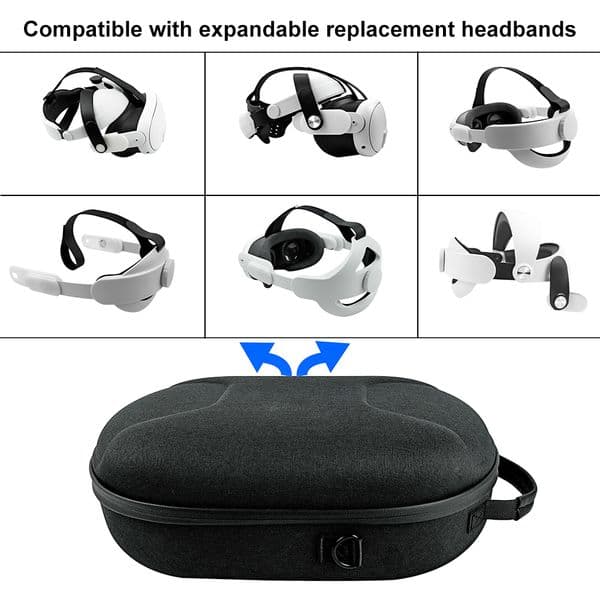 EVA Travel Carrying Case Waterproof Shoulder Bag Adjustable Shoulder Strap Shockproof Anti-Scratch for Meta Quest 3 VR Headset