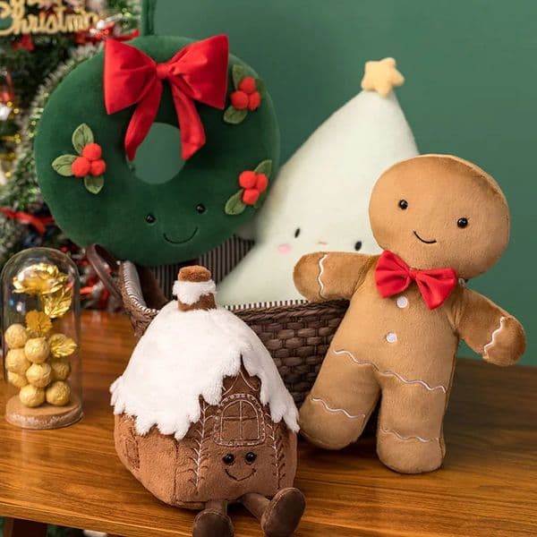 Soft Christmas Decoration Cushion Gingerbread Man Plush Doll Living Room Sofa Pillow for Kids Gifts 241112