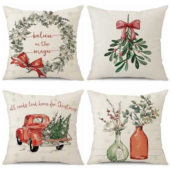 Christmas gift box Christmas snowman Santa Claus picture cushion cover sofa window seat decoration throwing box M241113