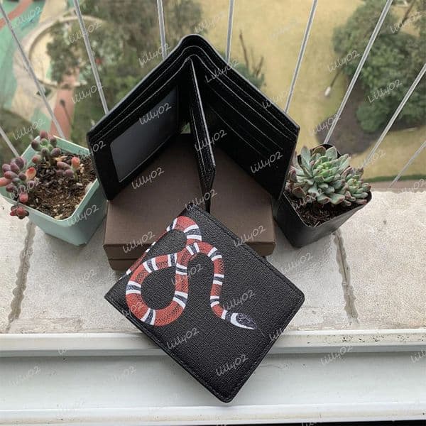 2021 High quality men animal Short Wallet Leather black snake Tiger bee Wallets Women Long Style Purse Wallet card Holders purse with gift box