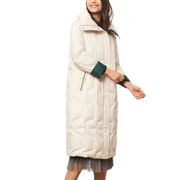 Winter Womens Changbai Duck Down Jacket Fashion Casual Windproof Coat 241112