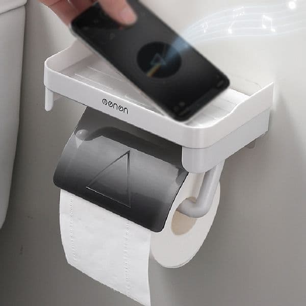 MENGNI-Wall Mount Toilet Paper Holder no Drill Bathroom Tissue Dispenser Self-adhesive Kitchen Roll Paper Rack stand Accessory