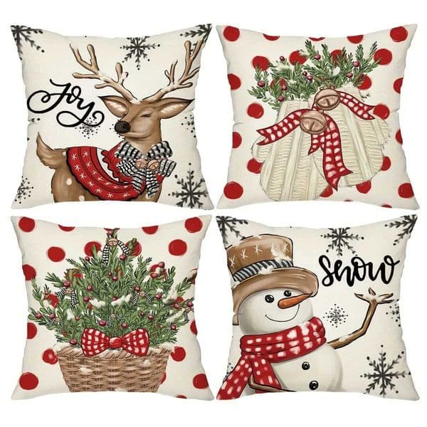 Christmas decoration cover snowman reshaping pattern printing real person ro sofa cushion cover he ro decoration M241113
