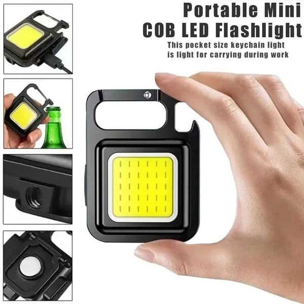 Mini LED Portable Keychain Flashlight Multifunction COB Work Light USB Rechargeable Strong Magnet Outdoor Camping LanternLX241113