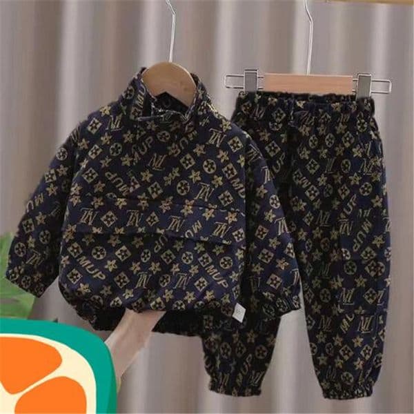 2026 New Children Clothing Sets Designer Boy Girl Clothes Boutique Toddler Baby Outfits Fashion Print Splicing Coats And Pants Kids Bebes Jogging Suits Tracksui