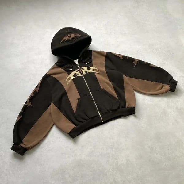 Y2k Harajuku Geometric Embroidery Splicing Gothic Youth Simple Daily Hoodie Womens Sports Shirt Loose Pattern Casual Mens Style 241112