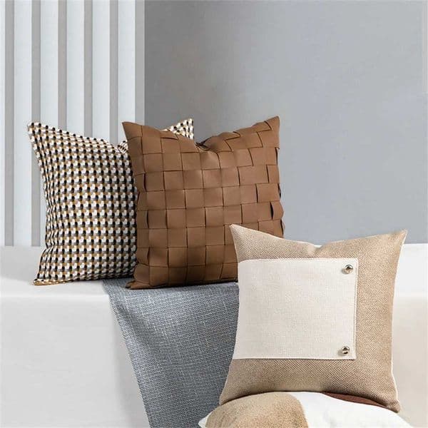 Luxury Geely soft cushion cover Nordic woven Pu leather cover Boho decorative sofa M241113