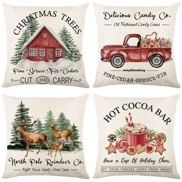 Christmas decoration cover 45x45cm linen throw box Christmas decoration he decorates sofa cushion cover M241113