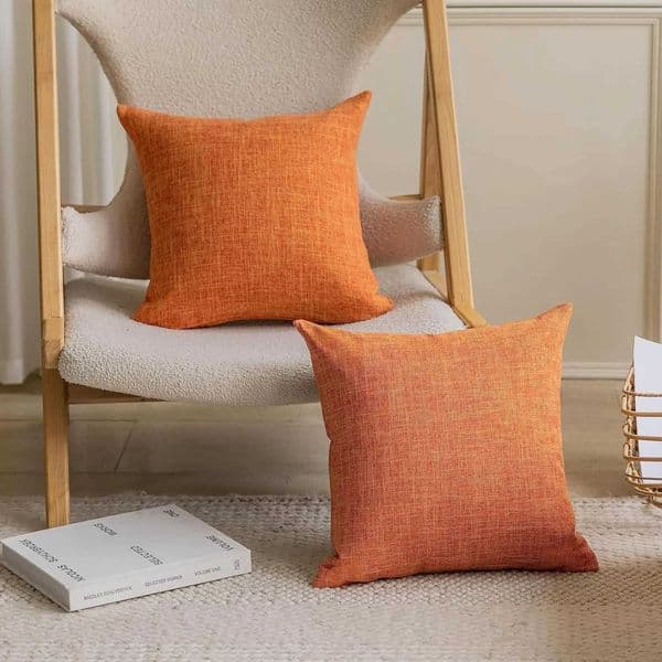 Linen solid color orange soft cushion cover custom four season decoration box lti size He sofa cover M241113
