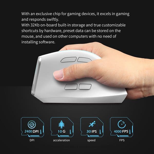 F-36 2.4G Bluetooth-compatible Mice 2400 DPI 8 Buttons Professional Optical Vertical Mouse for Computer Laptop Desktop