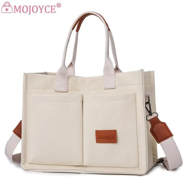 Womens Retro Top Handbag Large Capacity Canvas Fashion Shoulder Bag Solid Color Adjustable Shoulder Strap Square Makeup Bag 241112ww