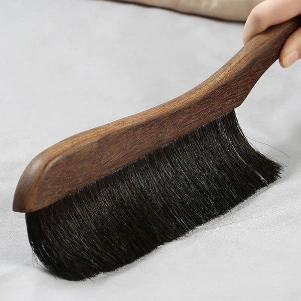 Wooden Cleaning Brush Horse Hair Long Handle Duster Dust Brush Hand Broom Soft and Anti-static Furniture Car Interior Cleaning