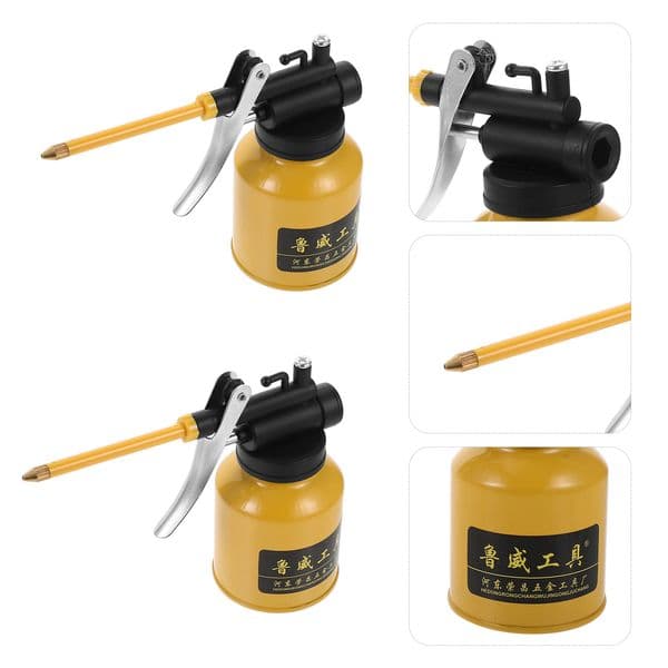 2 Pcs 250ml Oiler Can Pump Oil Can Tool Lubricating Oil Pot Supply(Yellow)