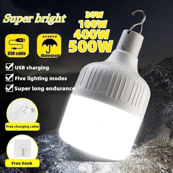 500W USB Rechargeable LED Emergency Lights Outdoor Portable Lanterns Emergency Lamp Bulb Battery Lantern BBQ Camping LightLX241113