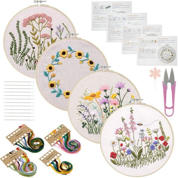 Embroidery Starter Kit Hand-made Cross Stitch with Pattern Full Range of Embroidery Kits DIY Crafts for Adults Beginner Gifts
