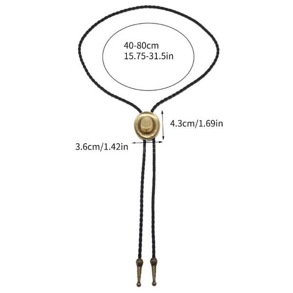 American Bolo Tie Punk Braided Rope Necktie Vintage 3D Cowboy Hat Pendant Western Necklace Costume Accessories for Men