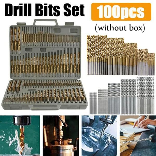 room Luxury Designer Decor 100/50Pcs Titanium Coated Drill Bits HSS High Speed Steel Set Tool Quality Power Tools 1/1.5/2/2.5/3Mm Decoration