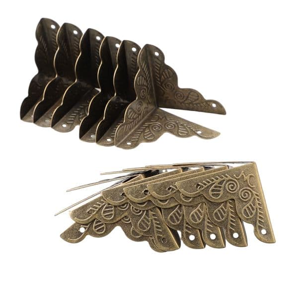 12x Box Feet Styles Antique Corner Protect Leg Triangle Rattan Carved Decorative Bracket For Furniture Hardware