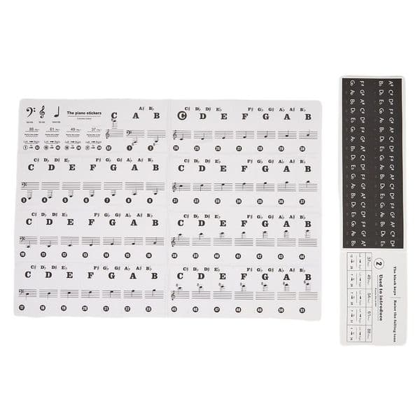 Music Keyboard Piano Educational Clear Laminated Stickers Set Musical Instruments Parts For 88/61/54/49 Key Sticker Set