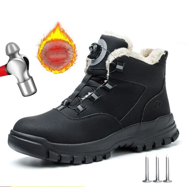 Rotating Buttons Safety Shoes Men Waterproof Work Boots Anti-smash Anti-puncture Protective Autumn Winter light Work Shoes 241112