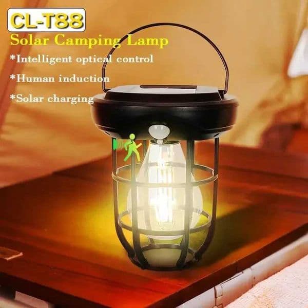LED Camping Light Solar Charging Portable Tent Lantern With Motion Sensor Night 3 Gears Dimming Outdoor Hiking FlashlightLX241113