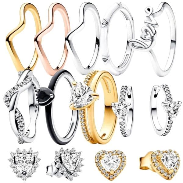 The New 925 Sterling Silver Gold Love Rings For women Black Heart -shaped Ring Is Suitable for Women's Jewelry Fashion Accessories Free Delivery