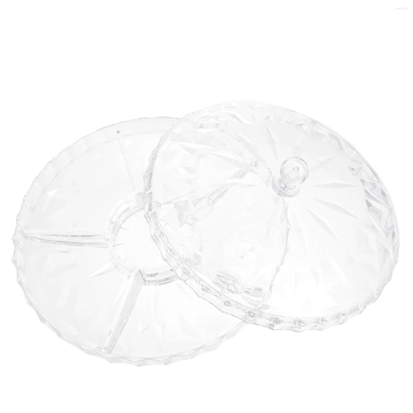 Dinnerware Sets Dog Box Candy Appetizer Tray Plastic Snack 6-Grid Multi-grid Fruit Plate Dried Storage With Cover