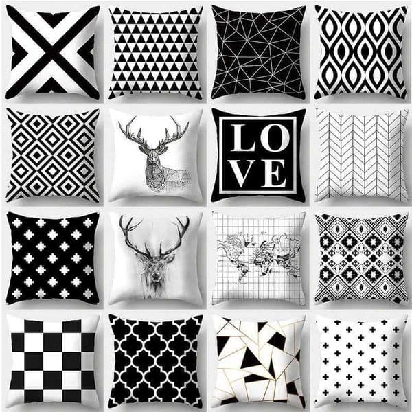 Black and white series sofa box simple his style soft cushion cover bedding life Ro M241113