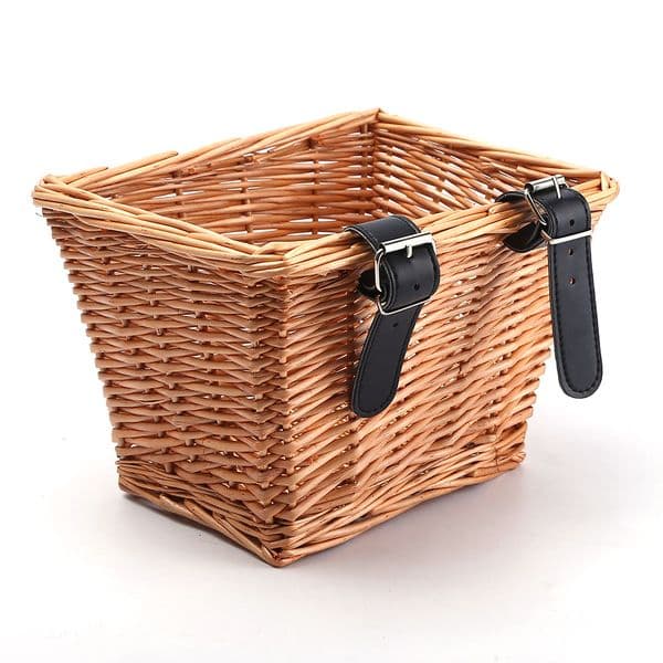 Bicycle Basket Wicker Square Rattan Woven Children Bike Front Handmade Bag Adjustable Children Bicycle Accessories