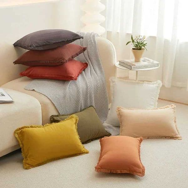 Solid color cotton tassel with edge s and cushion cover coreless M241113