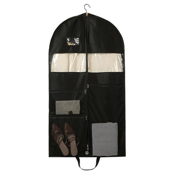 Clothing Dust Cover Travel Garment Bag with Smooth Zipper Breathable Fabric Mesh Pockets for Hanging Closet Clothes Storage