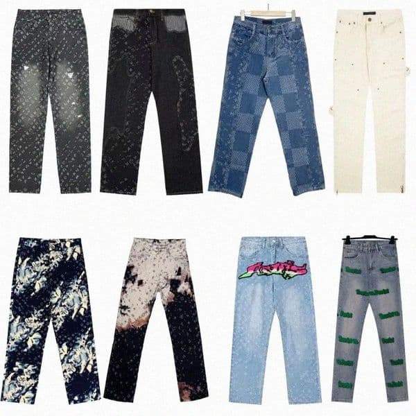 elys viutonlys Jeans Trousers Mens jeans Designer Jean Men loose Pants High-end Quality Straight Design Retro Streetwear Casual Sweatpants g7NT#
