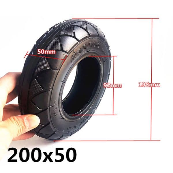 200x50 Electric Scooter 8x2 Inch Solid-Tire And Alloy Wheel Hub Wheelchair Tyre Tire Bent Valve Scooter Parts Accessories
