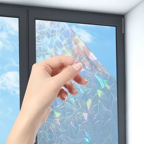 3D Window Film Rainbow Reflective Decorative Privacy Static Clings Glass Sticker