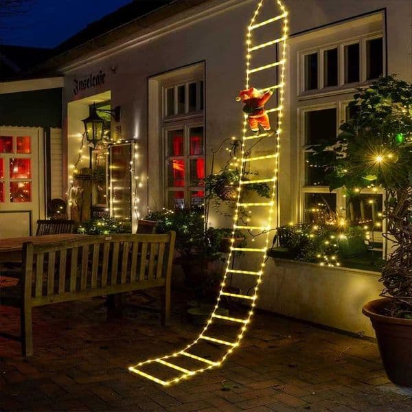 1.7M/3M Santa Claus Climbing Ladder Warm Light Christmas Decoration Home Outdoor Garden Christmas Tree Decoration New Year Gift X241114