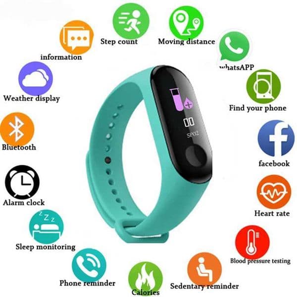 Hot Sale M3 Color Sn Smart Wah Fitnes Bracelet IP67 Waterproof Blood Pressure Activity Tracker Suitable for Children and Men T241114