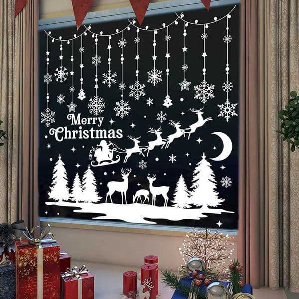 Glass window stickers double-sided static Christmas door stickers used for Christmas home and school decoration W241113