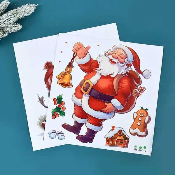 1 New Years Santa Claus wallpaper cartoon snowman snowflake window sticker Christmas party self-adhesive sticker decoration W241113