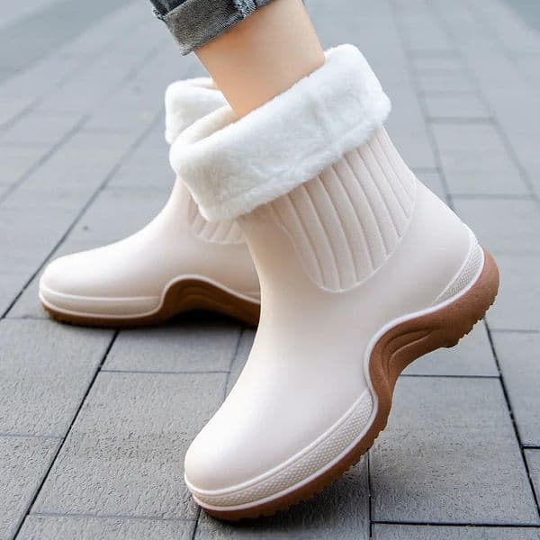 Ladies Comfortable Rain Boots Outdoor Non-slip Waterproof Womens Shoes Fashion Daily Warm Rain Boots Rubber Overshoes 241114