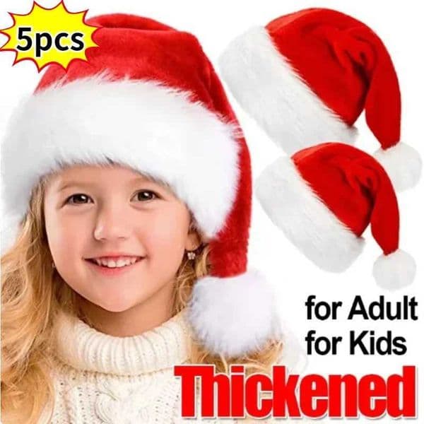 Plush Santa Claus hat Christmas plush holiday red hat adult and children unisex 2024 New Year holiday Par supplies W241113