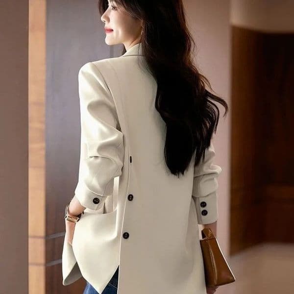 Suit Jackets Women Clothing Blazer Spring Autumn Coat Korean Chic Long Sleeve Tailored Buttons Solid Coats 241113
