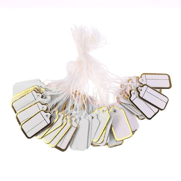 500pcs Golden Side Hanging Price Label Tags for Gift Jewelry Sale Display