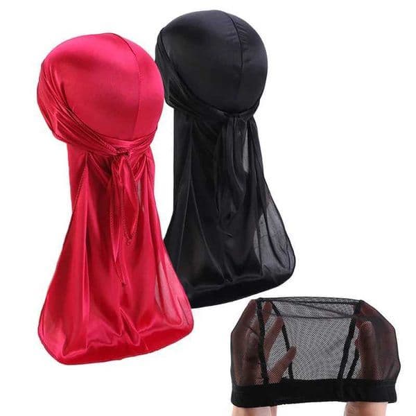 3-Piece/Multi Piece Mens Silk Durags Bandanas Turbo Hat Wig Doo Mens Satin Durag Bicycle Headwear Hat Comfortable Sleep Hat W241113